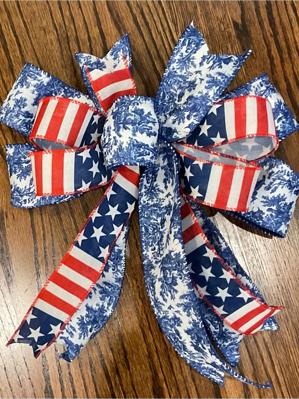 Patriotic Blue and Red Decorative Bow - Home Accents